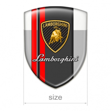 Lamborghini Tuning Emblem Grey White Print Red Lines Design 