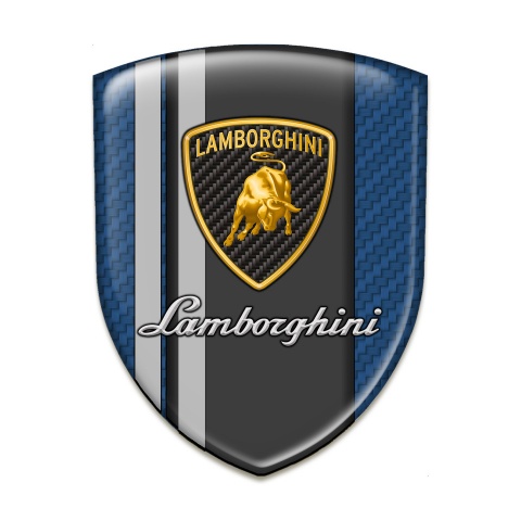 Lamborghini Self Adhesive Emblem Logo Navy Blue Base grey Lines Style 