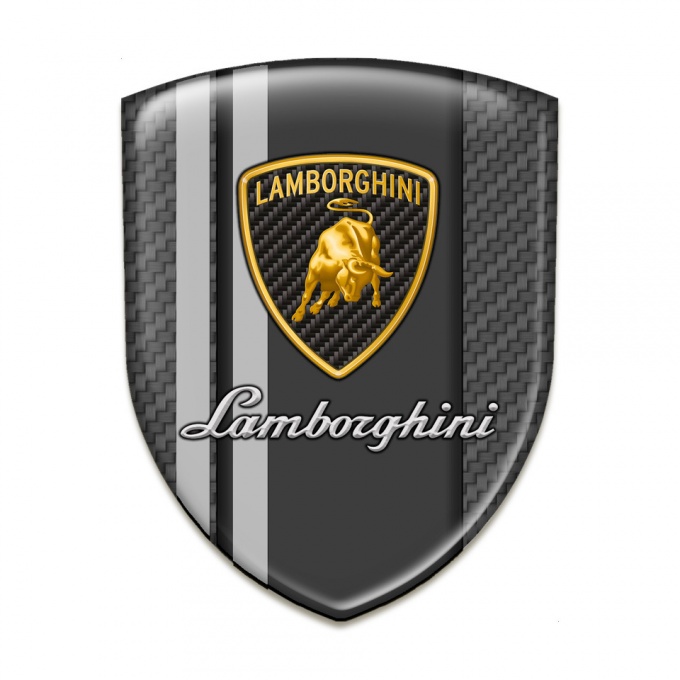 Lamborghini Self Adhesive Emblem Logo Carbon Background Grey Lines Design 