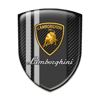 Lamborghini Domed Emblem Racing Edition Black carbon Grey Lines Design 