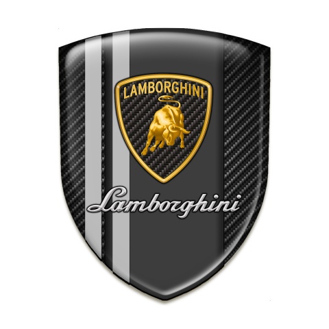 Lamborghini Domed Emblem Racing Edition Black carbon Grey Lines Design 