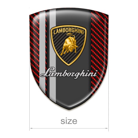 Lamborghini 3D Gel Emblem Red Carbon Grey Lines Design 