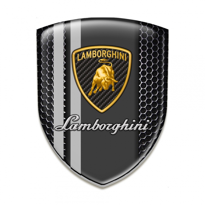 Lamborghini Emblem Exterior High End Perforated Steel Grey Lines Stylish 