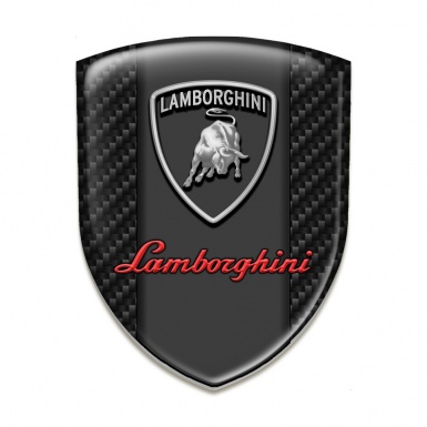 Lamborghini Self Adhesive Car logo Emblem Black carbon Grey Red logo 