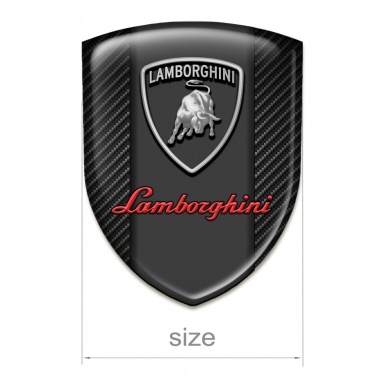 Lamborghini Silicone Car Decal Badge Dark Carbon Grey Red logo Design 