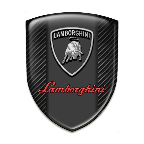 Lamborghini Silicone Car Decal Badge Dark Carbon Grey Red logo Design 