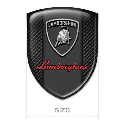 Lamborghini Silicone Car Decal Badge Dark Carbon Grey Red logo Design 