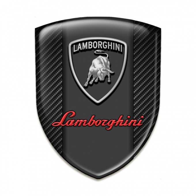 Lamborghini Silicone Car Decal Badge Dark Carbon Grey Red logo Design 