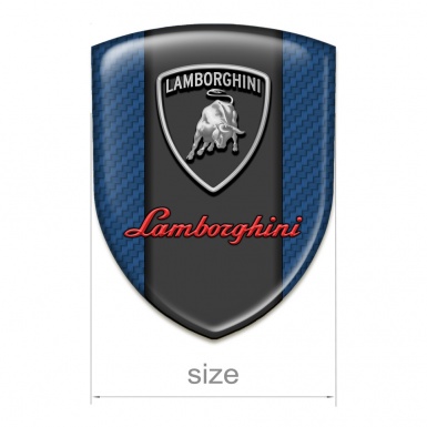 Lamborghini Auto Emblem Navy Blue Carbon Warp Grey Red Logo 