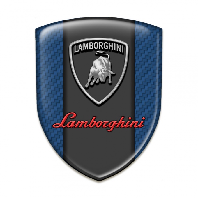 Lamborghini Auto Emblem Navy Blue Carbon Warp Grey Red Logo 