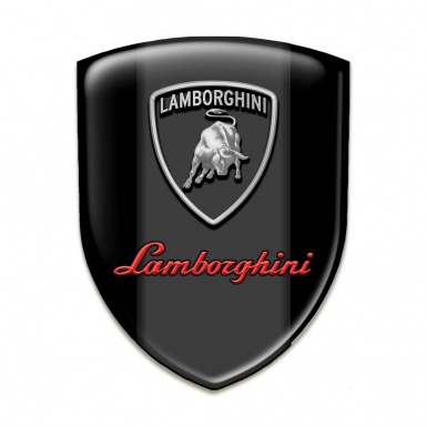 Lamborghini Emblem Badge Logo Black Background Grey Red Logo 