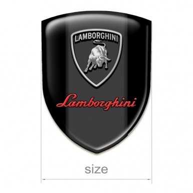 Lamborghini Emblem Badge Logo Black Background Grey Red Logo 