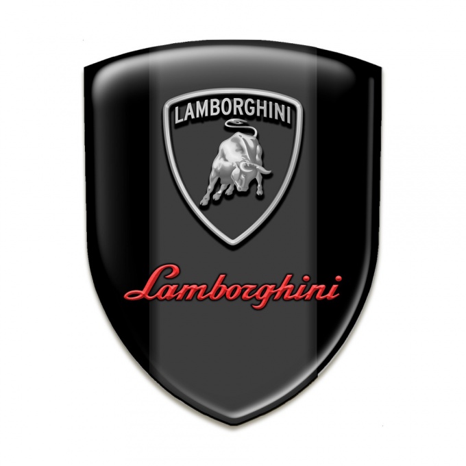 Lamborghini Emblem Badge Logo Black Background Grey Red Logo 