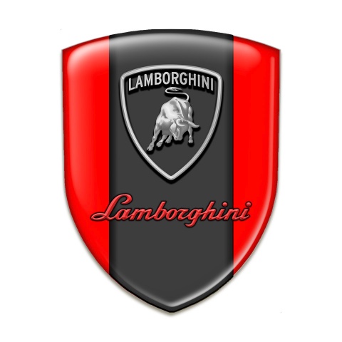 Lamborghini Tuning Emblem Red Background Grey Red Logo Design 