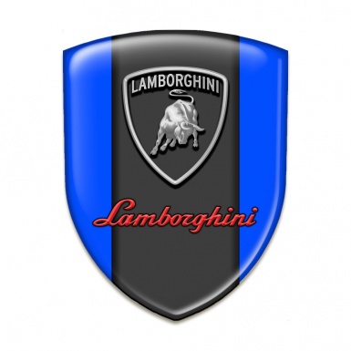Lamborghini Self Adhesive Emblem Logo Blue Background Grey Red Logo 
