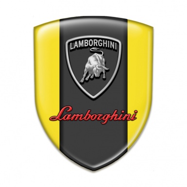 Lamborghini Domed Emblem Yellow Base Grey Red Logo 