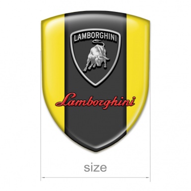 Lamborghini Domed Emblem Yellow Base Grey Red Logo 
