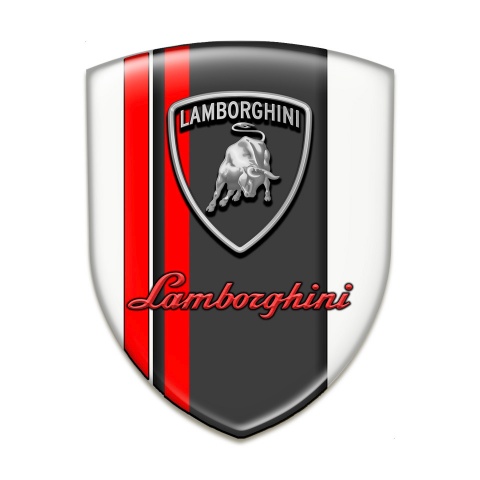 Lamborghini Silicone Emblem White Base Red lines Version 