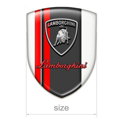Lamborghini Silicone Emblem White Base Red lines Version 