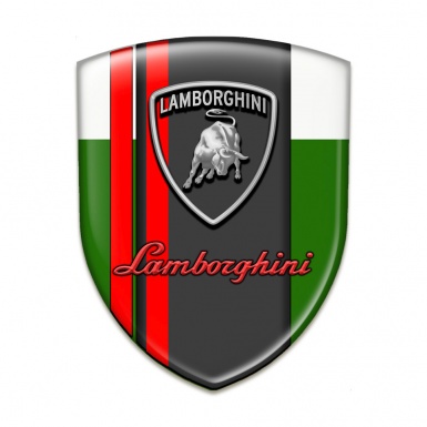 Lamborghini Resin Sticker Green White Base Red Lines Version 