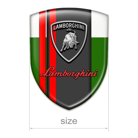 Lamborghini Resin Sticker Green White Base Red Lines Version 