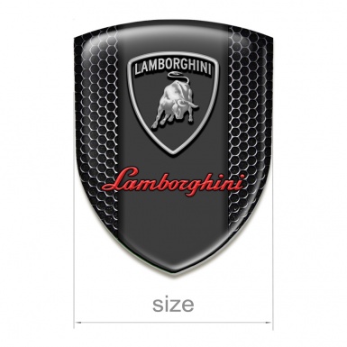 Lamborghini 3D Gel Emblem Perforated Steel Base Red Grey logo 