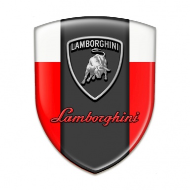 Lamborghini Emblem Exterior Red White Background Graphite Panel Logo 