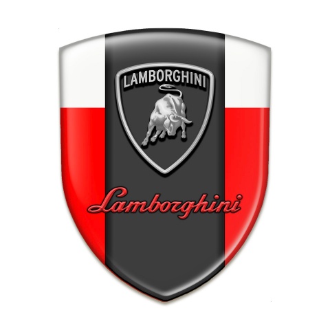 Lamborghini Emblem Exterior Red White Background Graphite Panel Logo 
