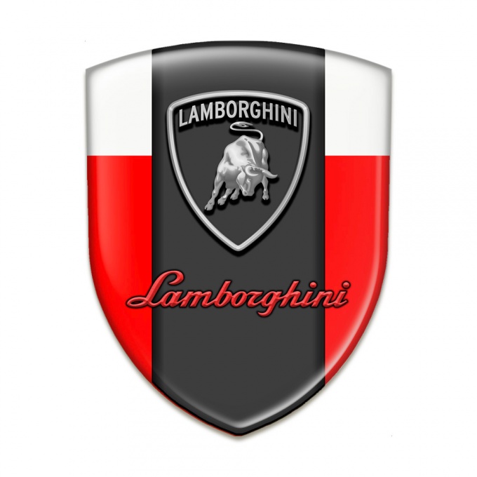 Lamborghini Emblem Exterior Red White Background Graphite Panel Logo 