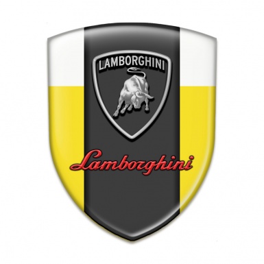 Lamborghini Tuning Emblem Yellow White Background Graphit Panel logo 