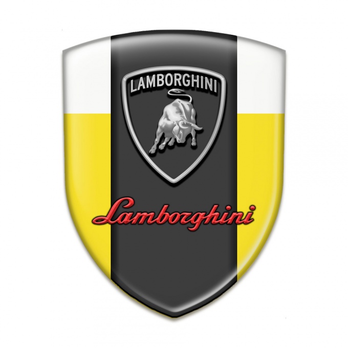 Lamborghini Tuning Emblem Yellow White Background Graphit Panel logo 