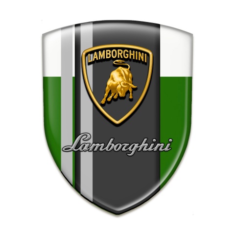 Lamborghini Emblem Badge Logo Green White Warp Grey Lines Edition 