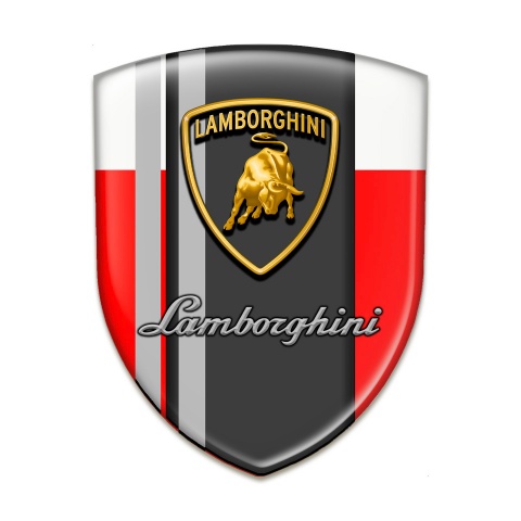 Lamborghini Logo Emblem Red White Warp Grey Lines Design