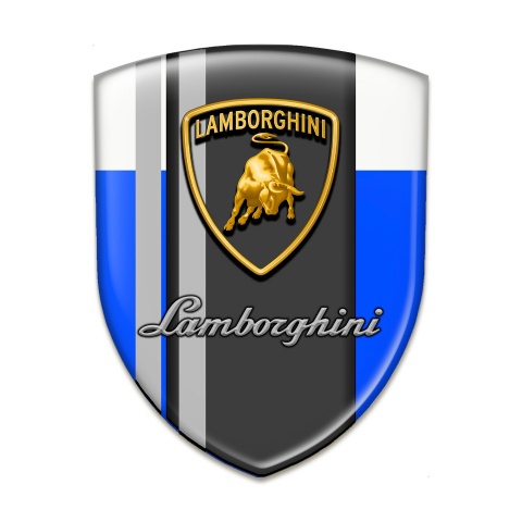 Lamborghini Tuning Emblem Blue White Warp Grey Lines Style 