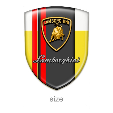 Lamborghini Self Adhesive Emblem Logo Yellow White Warp Red Lines Style 