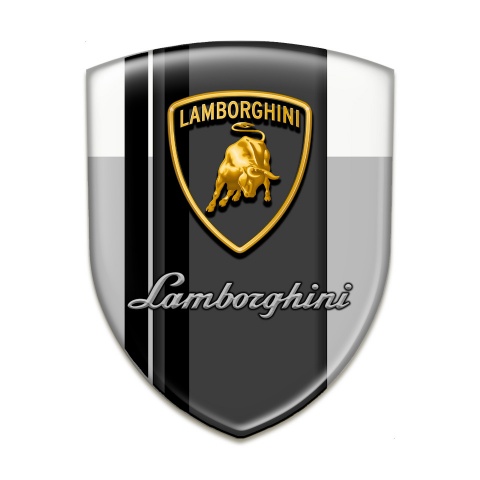 Lamborghini Domed Emblem Grey White Warp Black Lines Design 