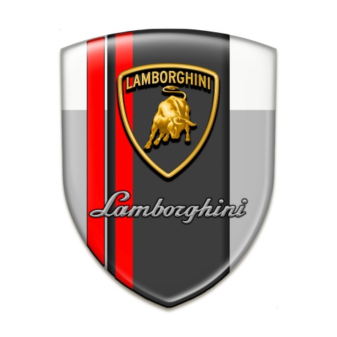 Lamborghini Silicone Emblem Grey White Base Red Lines Stylish