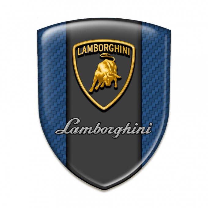Lamborghini Resin Sticker Navy Blue Carbon with Graphit Panel Logo 