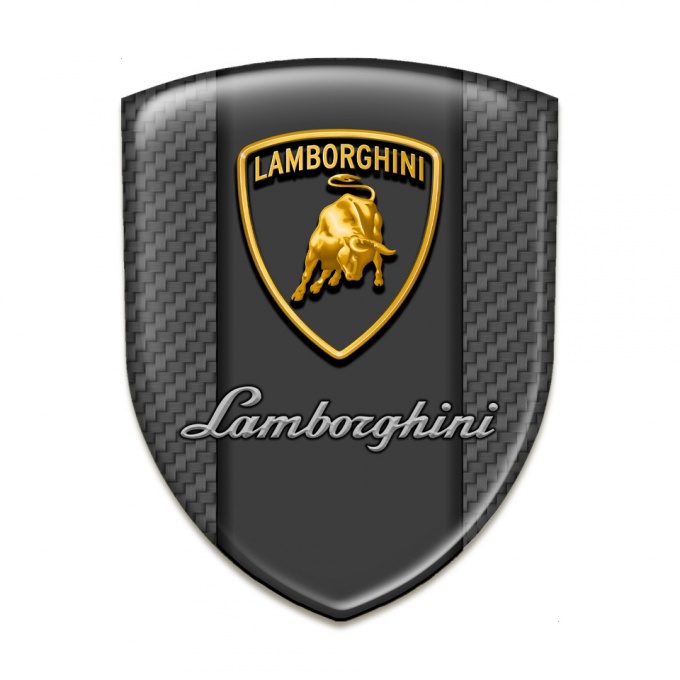 Lamborghini 3D Gel Emblem Carbon Background Graphit Panel Logo 