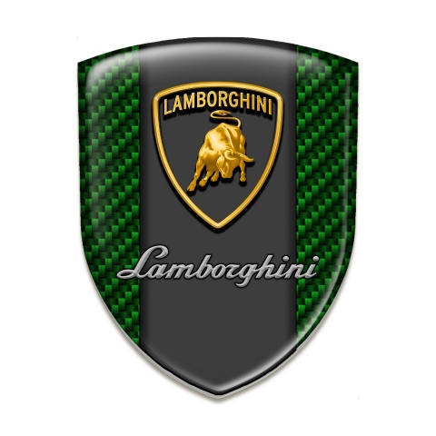 Lamborghini Tuning Emblem Green Carbon Background Graphit Panel Logo 