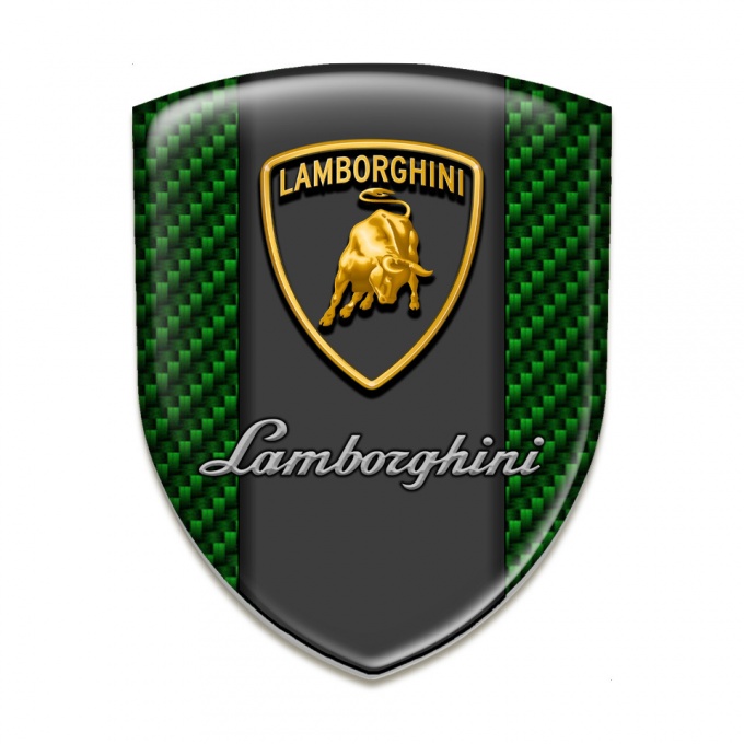 Lamborghini Tuning Emblem Green Carbon Background Graphit Panel Logo 