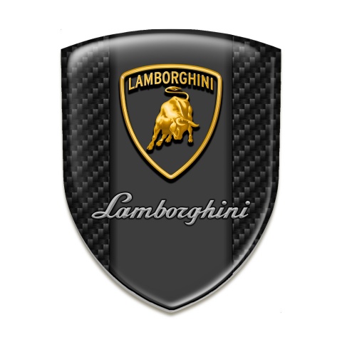 Lamborghini Car Accessories Badge Black Carbon Background Shield Logo Style 
