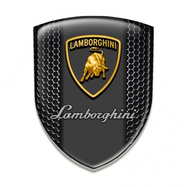 Lamborghini Car Interior Badge Perforated Steel Background Classic Shield Logo 