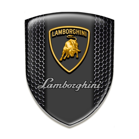Lamborghini Car Interior Badge Perforated Steel Background Classic Shield Logo 