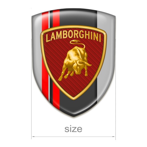 Lamborghini Silicone Badge Grey with Red Lines Base and Red Carbon Logo 