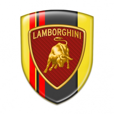 Lamborghini Silicone Shield Yellow with Red Lines Base and Red Carbon Logo 