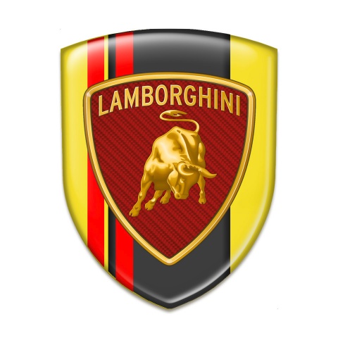 Lamborghini Silicone Shield Yellow with Red Lines Base and Red Carbon Logo 
