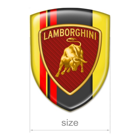 Lamborghini Silicone Shield Yellow with Red Lines Base and Red Carbon Logo 