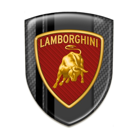 Lamborghini Emblem Badge Logo Carbon with Black Lines Background and Red Carbon Logo 