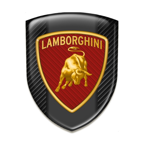 Lamborghini Tuning Emblem Dark Carbon base Red Carbon Logo Style 